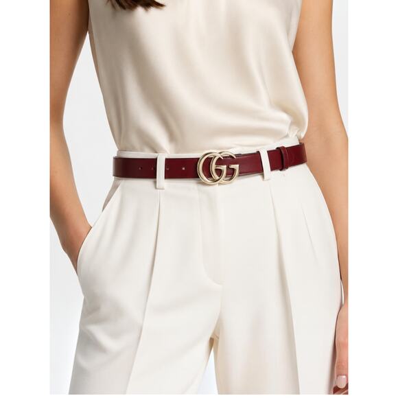 Gucci GG Marmont Belt Red Leather Gold Buckle Women Size 95/38 main image 9